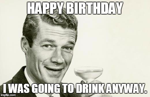 funny happy birthday meme on retro photo of a man